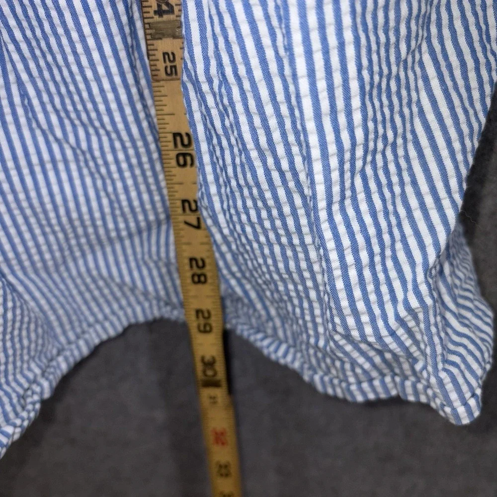 Polo Ralph Lauren‎ Blue White Stripe Seersucker Ruffle Dress Girls Youth 12